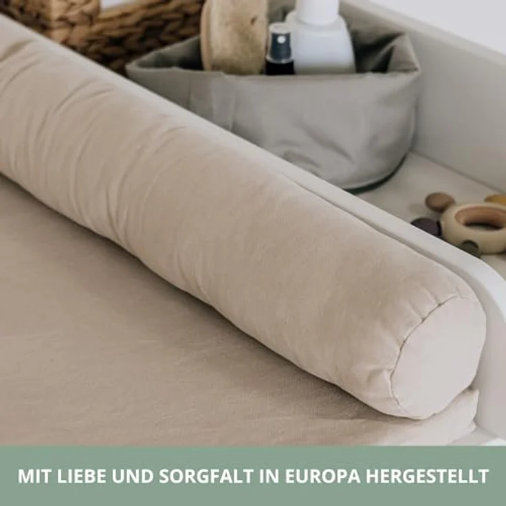 LIMMALAND Wickelauflage 76 × 79 cm mit Wickeltischumrandung – aus 100% Baumwolle, waschbar, sanfter Liegekomfort (Pure Beige, Wickelauflage) – Bild 9
