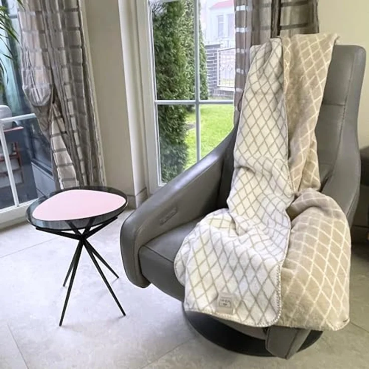 Plaid Kassandra 150x200 cm - Kuscheldecke Baumwollmix, SEI Design, Wohndecke Mandala Rose/Icegrey – Bild 5
