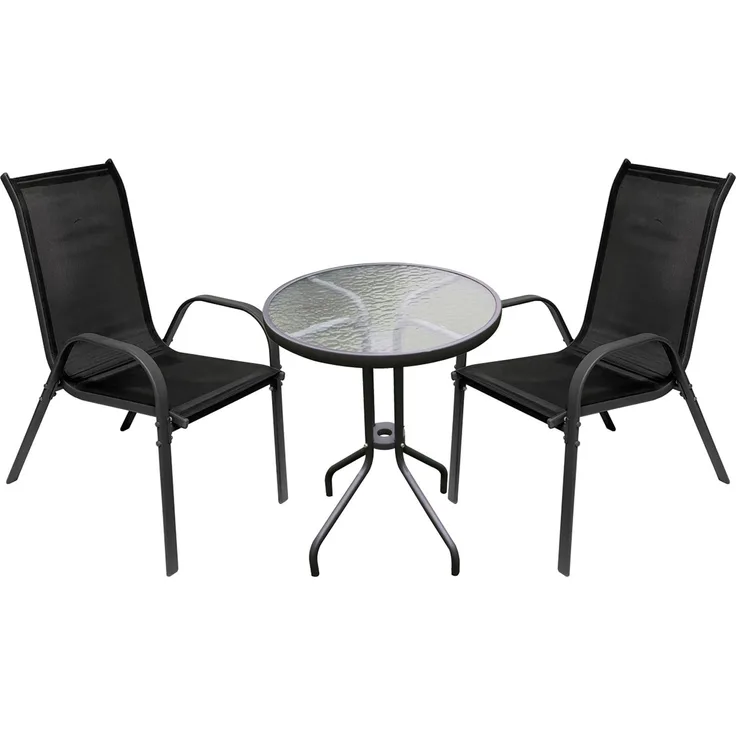 3-tlg Bistro Garnitur Bistromöbel Klappstuhl Sitzgruppe Stapelstühle