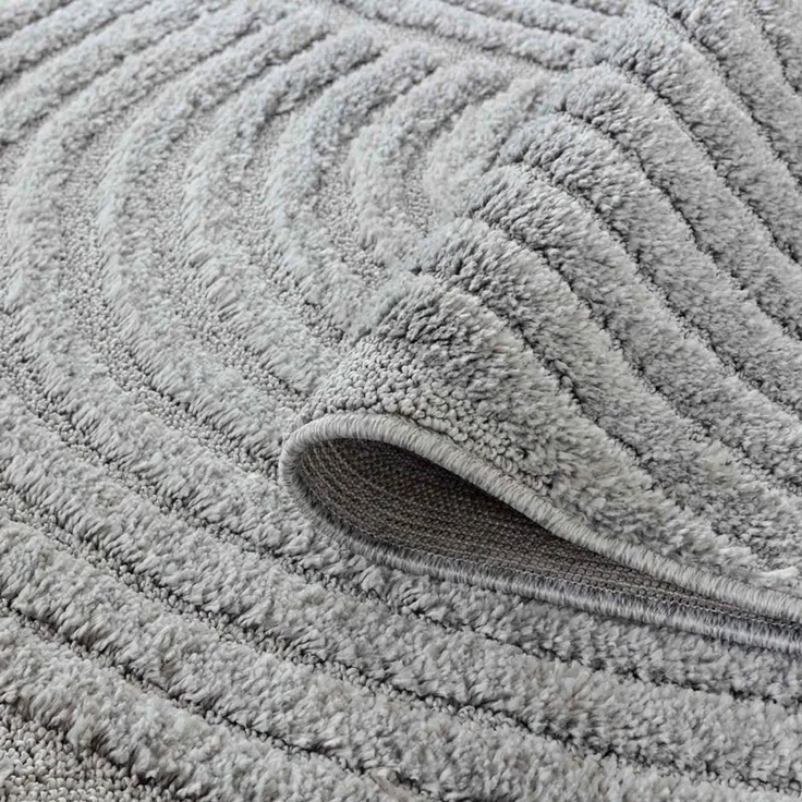 TaraCarpet Designteppich Designerteppich Tokio hoch-tief Struktur Wellen uni, rechteckig, Höhe: 20 mm, moderner scandi BOHO grau Wohnzimmer Schlafzimmer Flur 200x290 cm – Bild 3