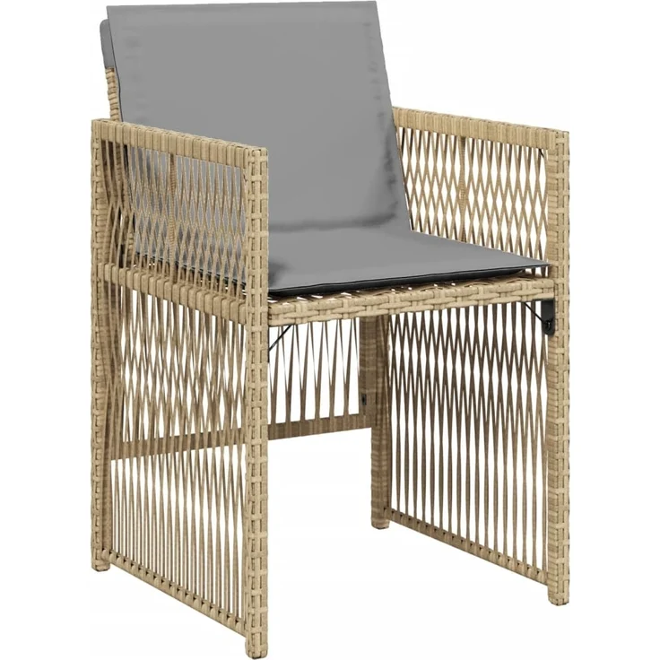 vidaXL Gartenstühle mit Kissen 4 Stk. Beigemischung Poly Rattan 364972 – Bild 3