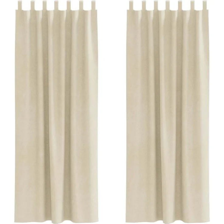 Verdunkelungsvorhänge 2 pcs | für Wohnzimmer & Schlafzimmer Creme 140 x 225 cm Samt – Bild 1