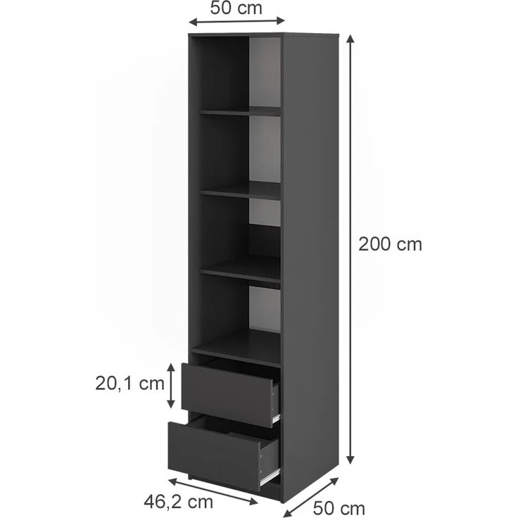 Kleiderschrank Elmo Anthrazit 50 x 200 cm Vicco – Bild 2