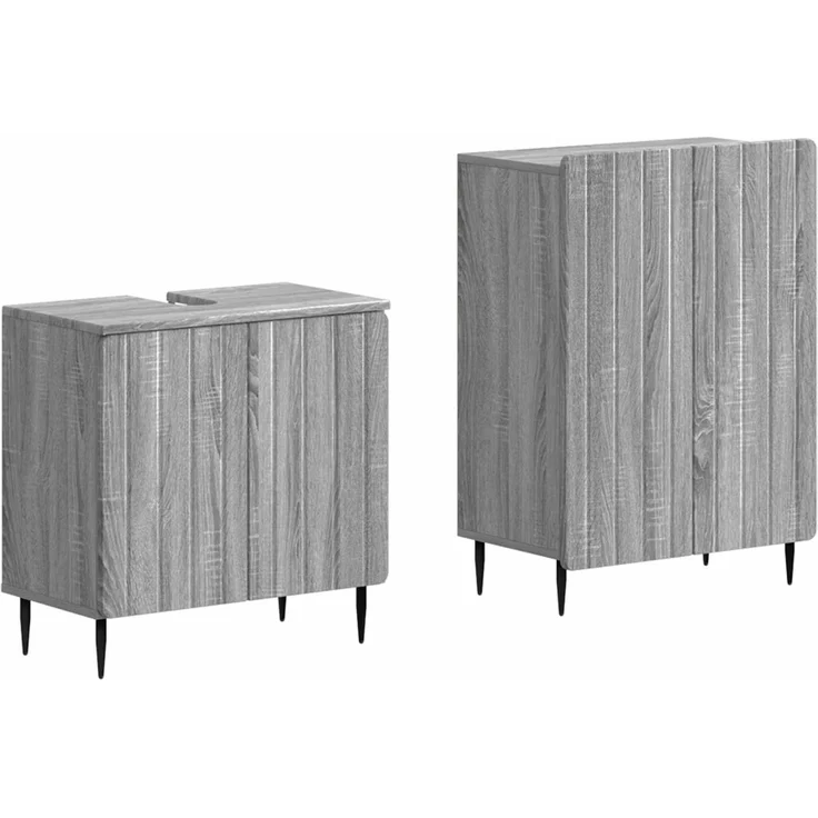 vidaXL 2-teiliges Badezimmer Schrank Set ZWOLLE Sonoma-Grau 3417600 – Bild 2