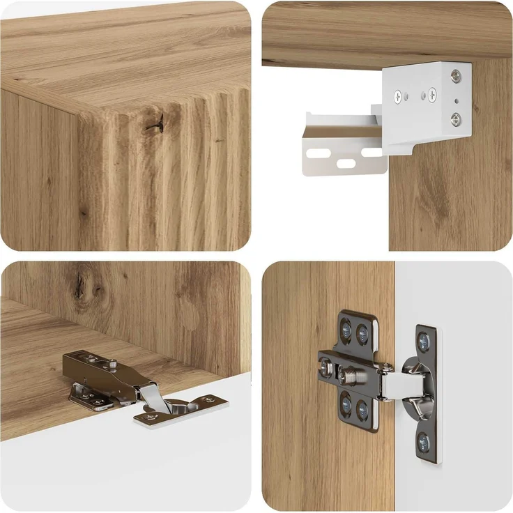 vidaXL TV-Wandregal-Set Wandmontiert 4 pcs Artisan-Eiche Holzwerkstoff 3408924 – Bild 9