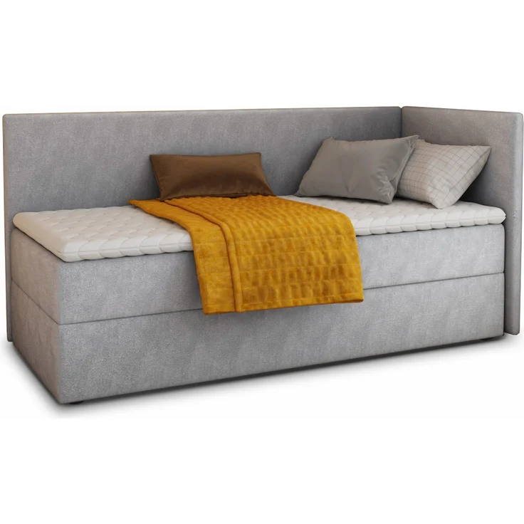Boxspringbett Flame mit Bettkasten - Einzelbett mit Bonell-Matratze und Topper, Polsterbett, Universelle Bettseite, Bett, Schlafzimmer, Kinderzimmer (Grau (Paros 05), 80 x 200 cm) – Bild 2