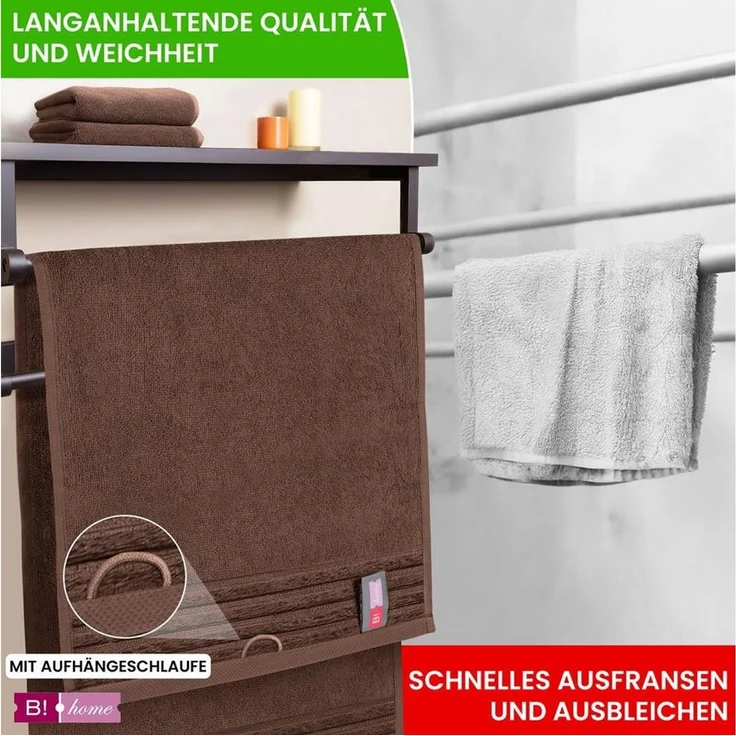2er Set Saunatücher Plain braun 90x200 - Größe: 90x200, Farbe: Braun – Bild 3