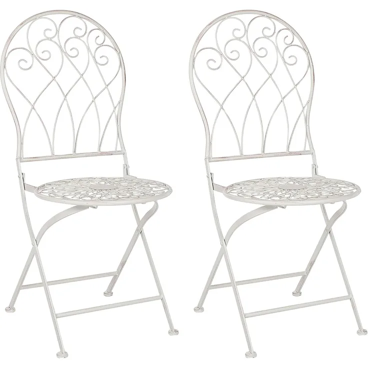 Beliani 'STIFFE' Gartenstuhl 2er Set, Metall Weiß