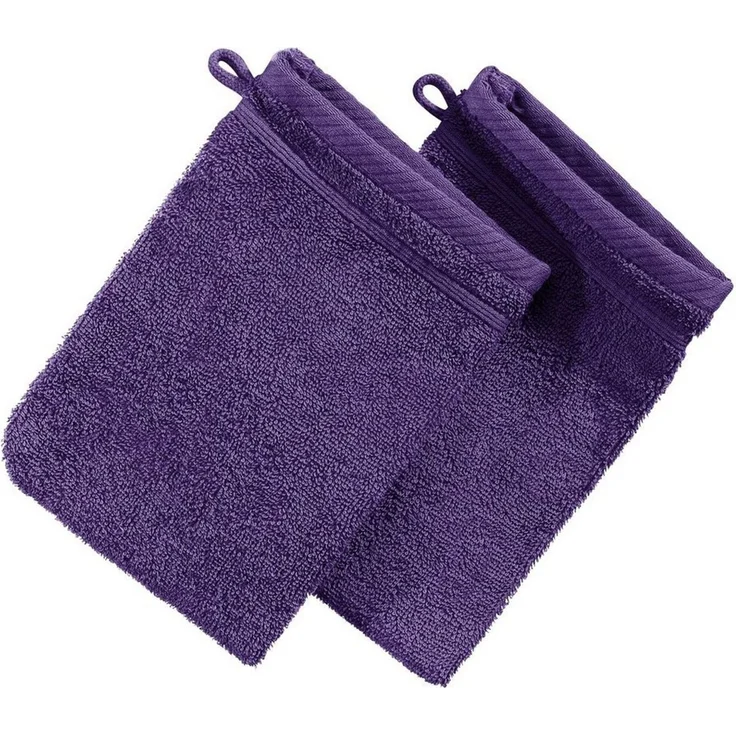 Erwin Müller Waschhandschuh Waschhandschuh "Heidelberg" 2er-Pack, Frottier (2-St), Walk-Frottier Uni, Lila – Bild 1
