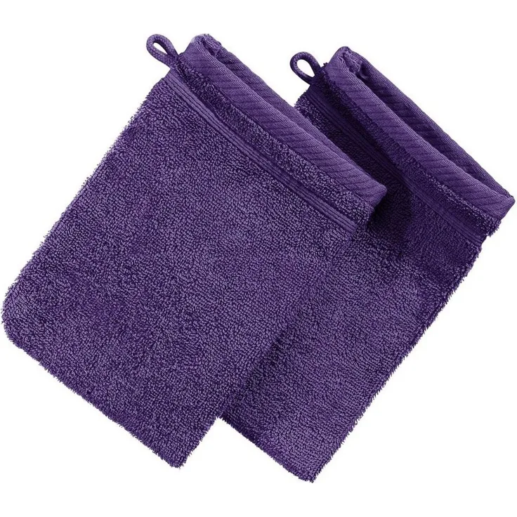 Erwin Müller Waschhandschuh Waschhandschuh "Heidelberg" 2er-Pack, Frottier (2-St), Walk-Frottier Uni, Lila