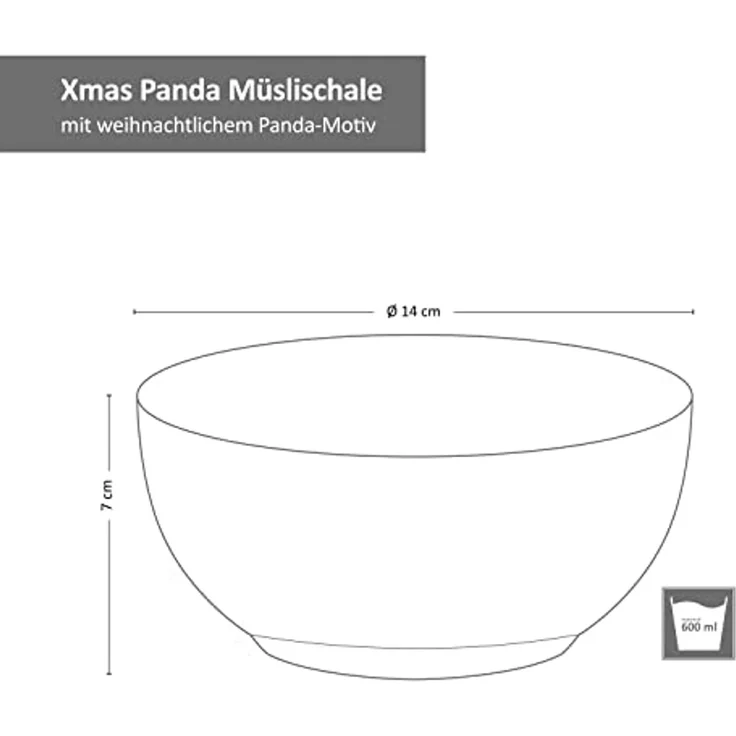 van Well Müslischale 6er Set Müslischale 14,5cm Weihnachtspanda Porzellan, Porzellan – Bild 5