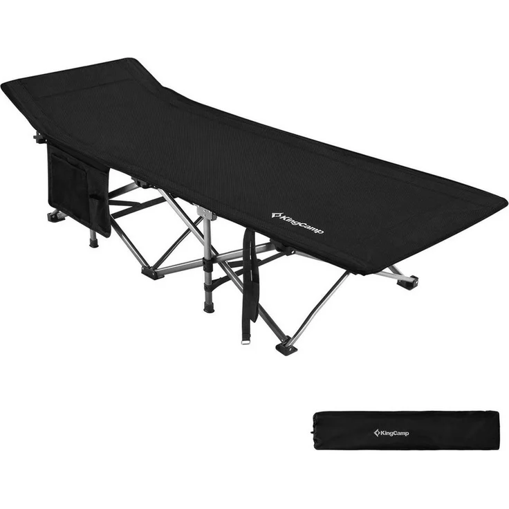 KingCamp Feldbett Feldbett XL Outdoor Camping Liege Gäste Klappbett Stahl 208x75 cm 200kg – Bild 5