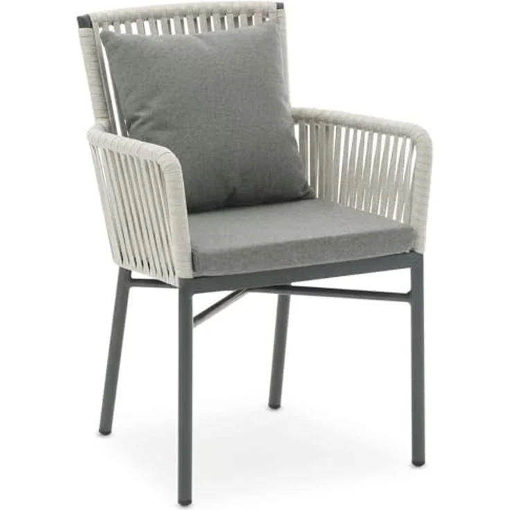 IDIMEX Garten-Essgruppe AFUERA, Gartenmöbelset für 8 Personen, wetterfest robust Grau/Cremeweiß – Bild 4