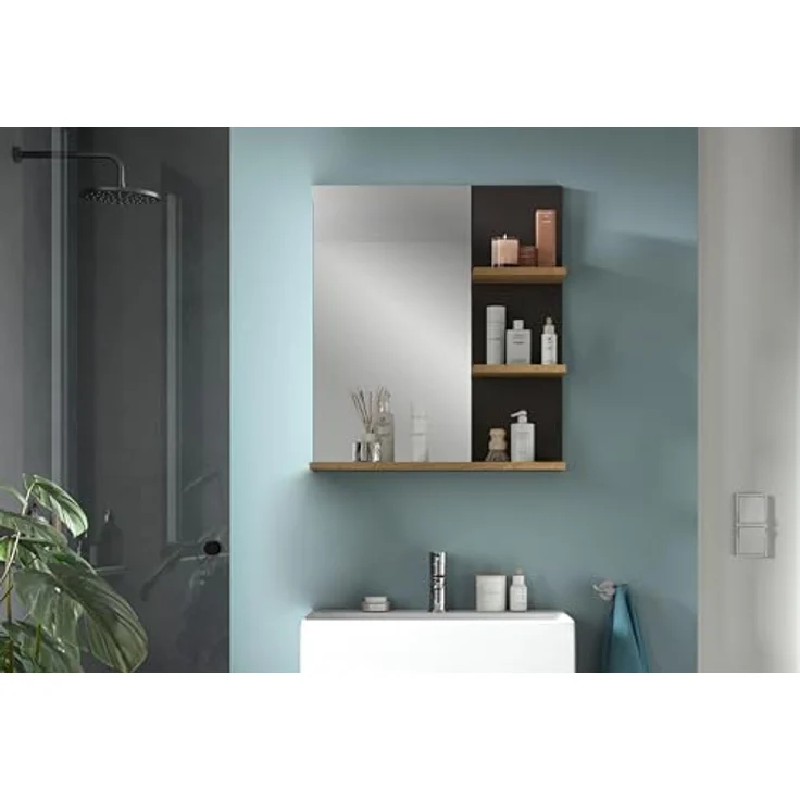 Xonox Canu Spiegel (B/H/T: 63x73x16 cm) in Basalt grau Nachbildung und Artisan Nachbildung – Bild 6