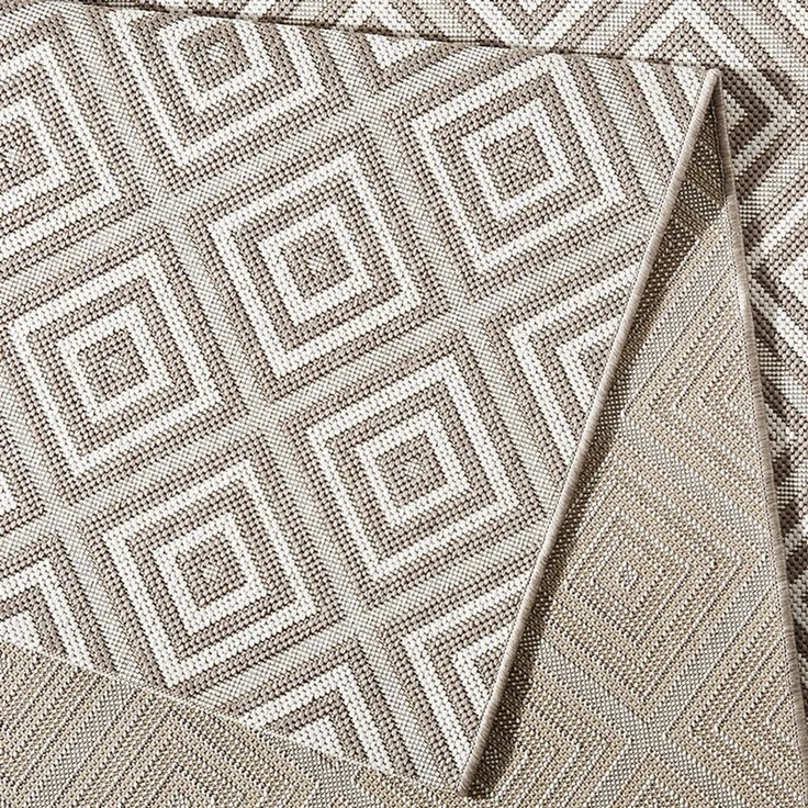 In- & Outdoor Teppich Karo grau/creme - 80x200x0,8cm – Bild 3