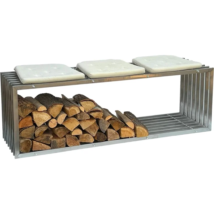 DanDiBo Kaminholzregal Innen Edelstahl Metall Kaminholzständer 96429 Brennholzregal 150 cm Holzkorb Kaminholzhalter – Bild 1