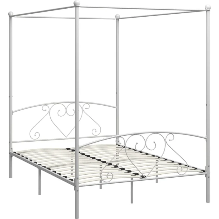 vidaXL Himmelbett-Gestell Weiß Metall 160x200 cm [284430] – Bild 4