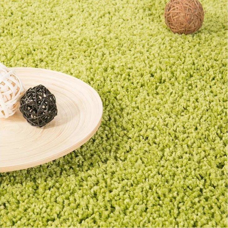 Vimoda Hochflor-Teppich Teppich Shaggy langflor Grün, Rund, Höhe: 30 mm, Läufer Grün Langflor Einfarbig, Modern, wohnzimmerteppich – Bild 2