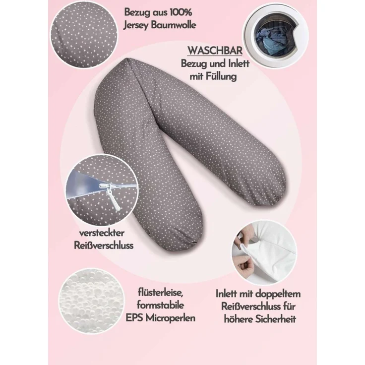 pic Bear Stillkissen PREMIUM 194 cm, little stars grey : little stars grey – Bild 1