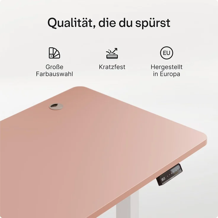 Desktronic HomePro Elektrisch höhenverstellbarer Schreibtisch 160x80cm Rosa/Rosa mit Memory-Funktion, Anti-Kollisions Technologie, USB-A und USB-C-Ladeanschlüssen – Bild 4