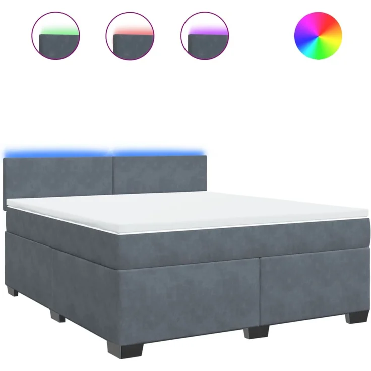 vidaXL Boxspringbett mit Matratze Dunkelgrau 180x200 cm Samt 3288673 – Bild 2