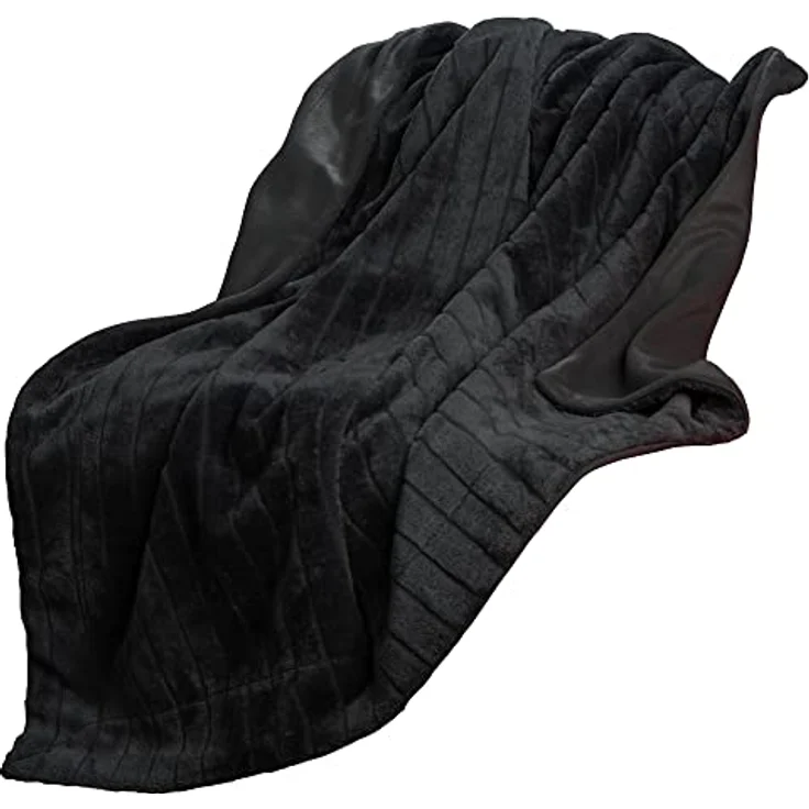 Wohndecke Alaska Kuscheldecke Sofa Felloptik Pelzimitat 150x200cm schwarz, CelinaTex, allergikergeeignet,bügelfrei,flauschig,kuschelweich,mollig warm – Bild 4