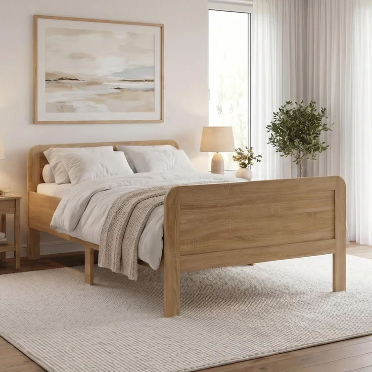 Komfortbett 120x200 Seniorenbett Höhenverstellbar Holzbett Eiche Einzelbett Hohes Bett Bettgestell – Bild 2
