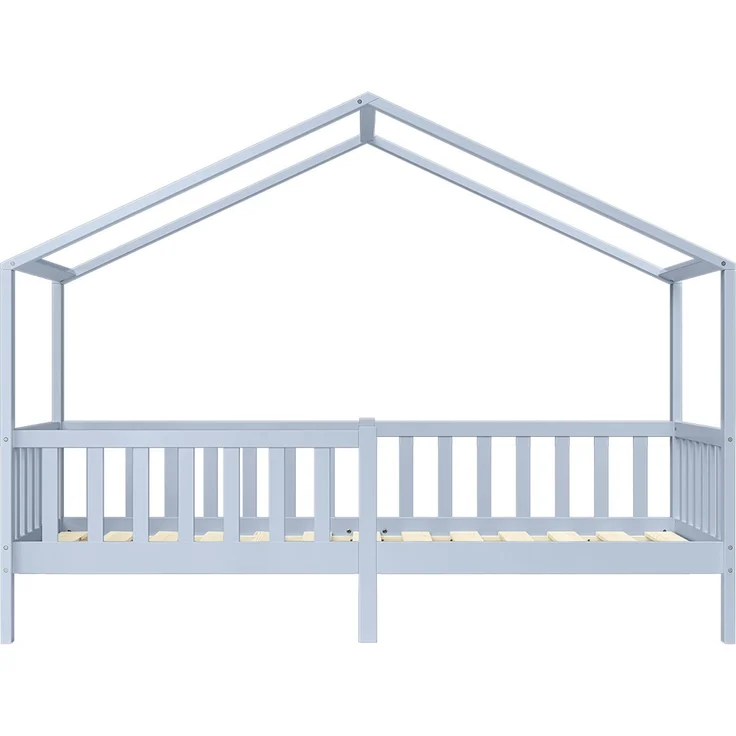 Bellabino 'Bia' Hausbett 90x200 cm, blau, Kiefer Massivholz, Montessori Kinderbett mit Rausfallschutz und Lattenrost – Bild 10