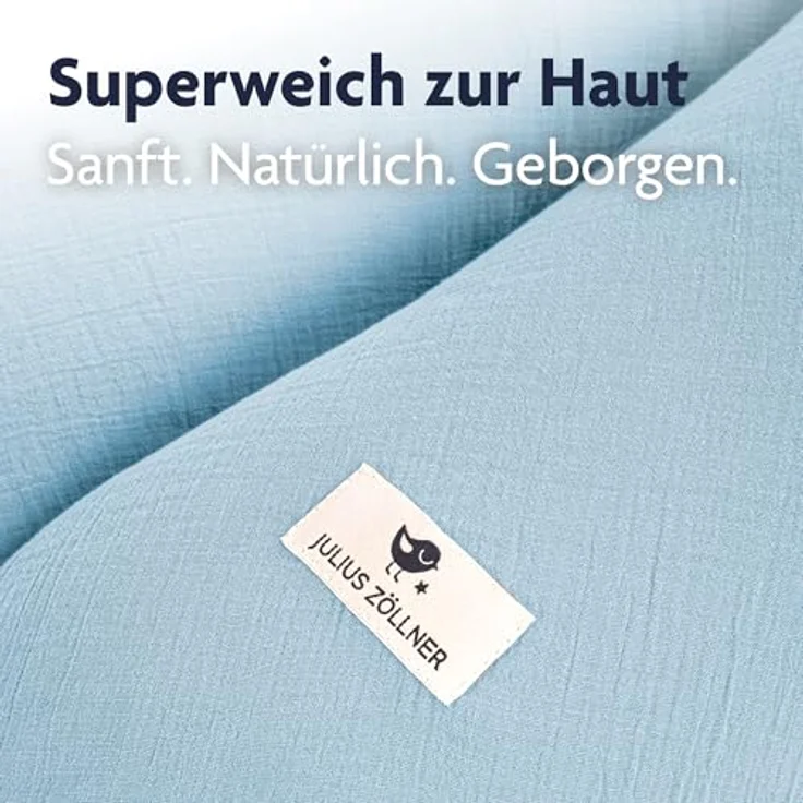 Julius Zöllner Stillkissen Mikroperlen-Füllung, 190 cm, Bezug aus 100% Baumwollmusselin, Denim, schadstoffgeprüft – Bild 5