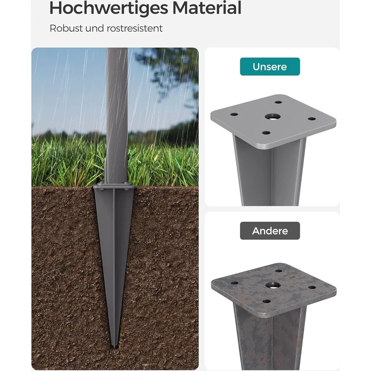 Zubehör Erdanker Bodenhülse Einschlaghülse für Songmics Seitenmarkise GSA001 – Bild 5