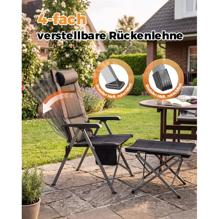 HOMECALL Klappstuhl Campingstuhl Faltbar 3D-Mesh + 600D Oxford Gartenstuhl Hohe Lehne – Bild 3