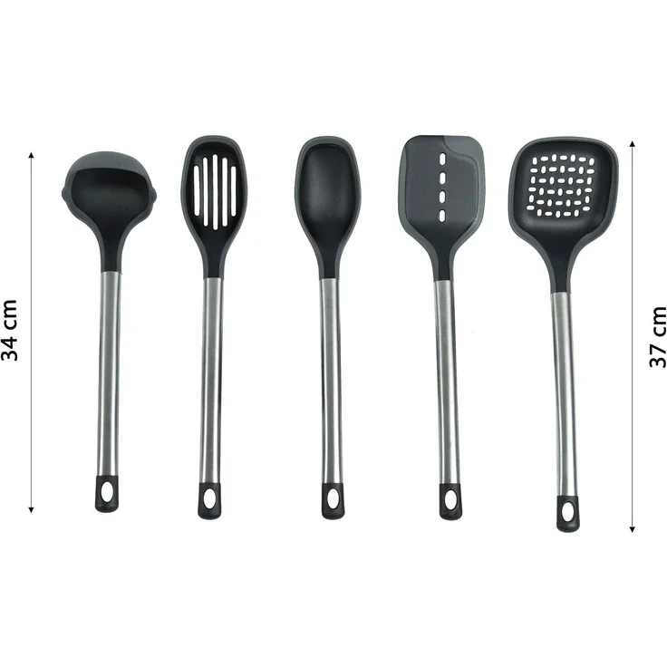 ZOLLNER Küchenhelferset, 10-teilig, aus Nylon mit Silikonüberzug und Edelstahlgriff – Bild 4