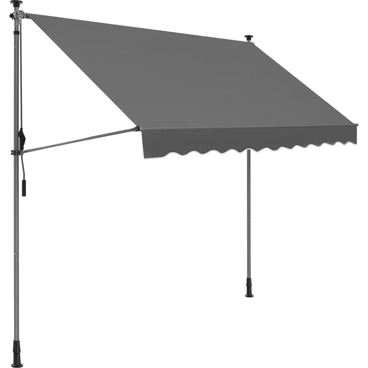 SONGMICS Klemmmarkise, 300 x 130 cm, Balkonmarkise, höhenverstellbar, mit Handkurbel, Sonnenschutz, für Balkon, Terrasse, Garten, anthrazit GSA313G02