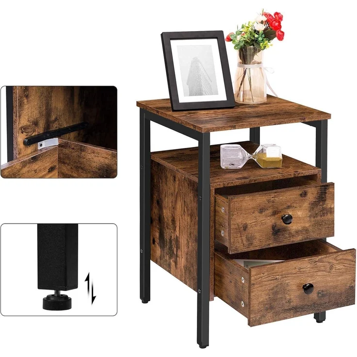 Nachttisch Beistelltisch Schubladen Nachtschrank 40x40x61cm Vintage – Bild 8