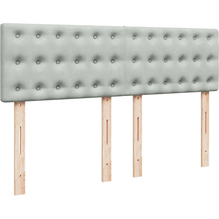 vidaXL Boxspringbett mit Matratze Hellgrau 160x200 cm Samt 3287794 – Bild 5