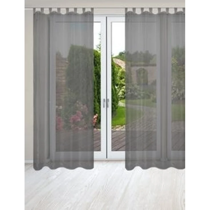 HOME WOHNIDEEN Vorhang NESSI 2er Pack (2 St), Schlaufen, transparent, Uni, Voile, transparent, Schlaufen inkl. Zugband, 2er Pack – Bild 6