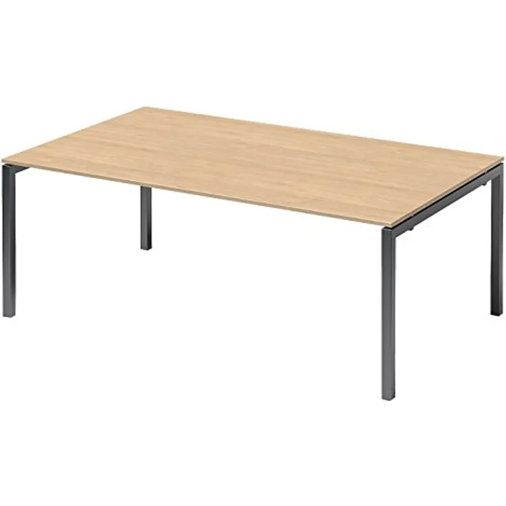 BISLEY Cito Chefarbeitsplatz/Konferenztisch, 740 mm höhenfixes U-Gestell, Metall, Mp334 Dekor Ahorn, Gestell Anthrazitgrau, 120 x 200 x 85 cm – Bild 2