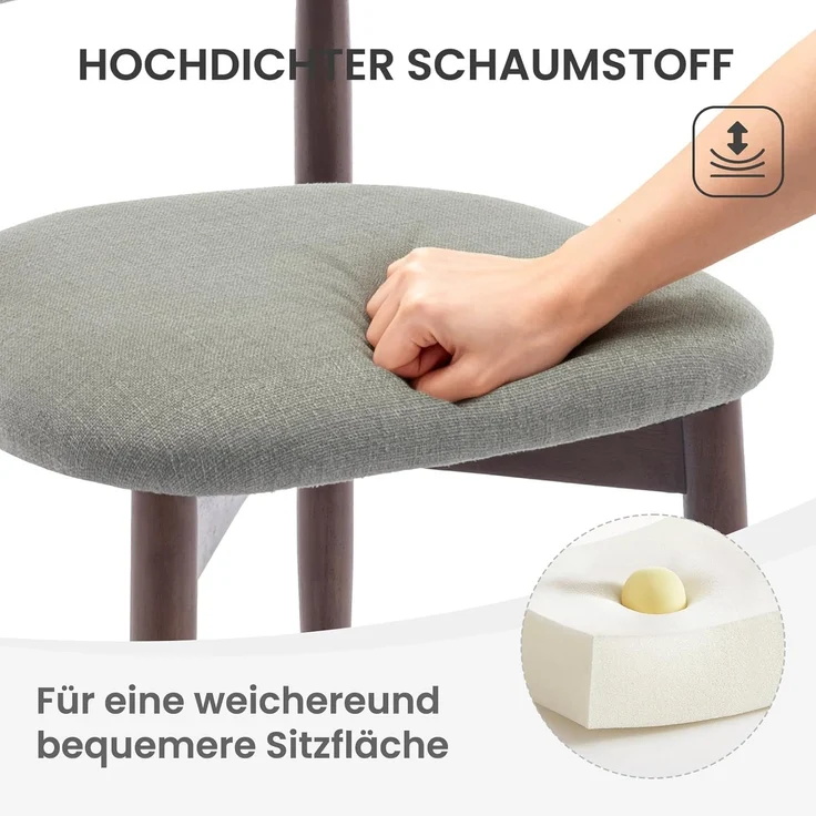 COLAMY Esszimmerstühle 6er Set, Polsternder Stühle Esszimmer mit Rückenlehne, Moderne Küchenstühle Gepolstert, Stoff Dining Chairs mit Back und Holzbeinen für Esszimmer, Küche, Restaurant, Grün – Bild 5