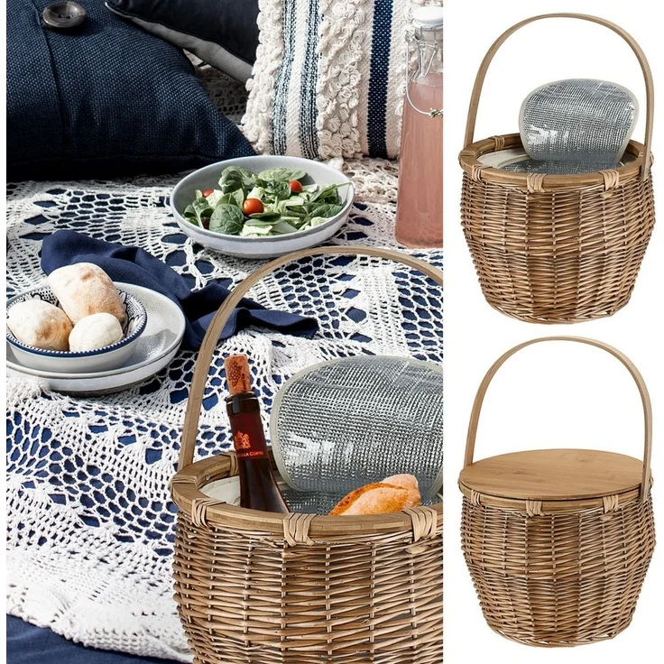 CEPEWA Picknickkorb großer Flechtkorb mit Kühlfach und Tischfunktion – Bild 1