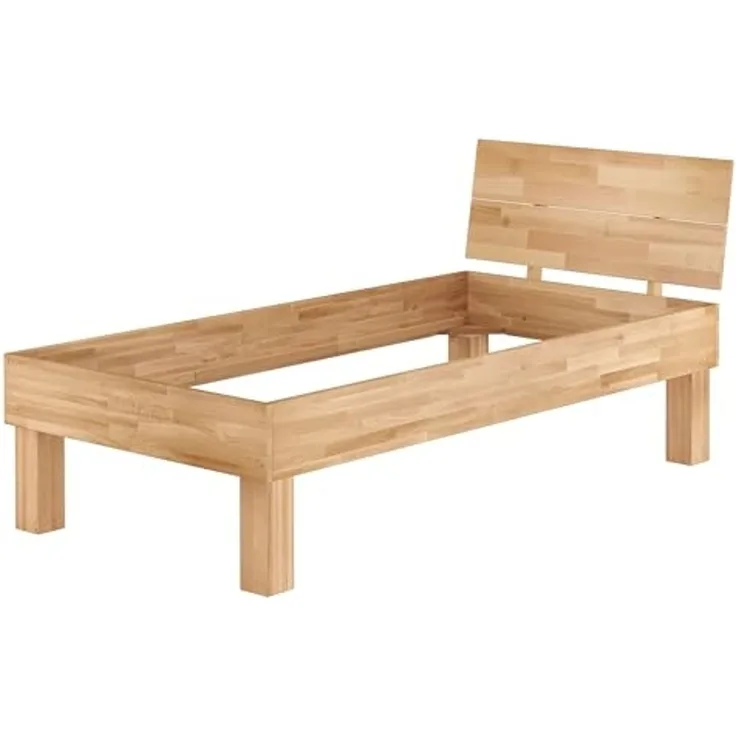 Erst-Holz Einzelbett super stabil Buche 100x200 hohes Massivholzbett Seniorenbett 60. 81-10 oR
