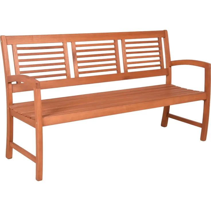 Gartenbank KASSEL 3-Sitzer - 156cm Breit, Eukalyptus, Natur | Terrassenbank Wetterfest Sitzbank Outdoor Bank