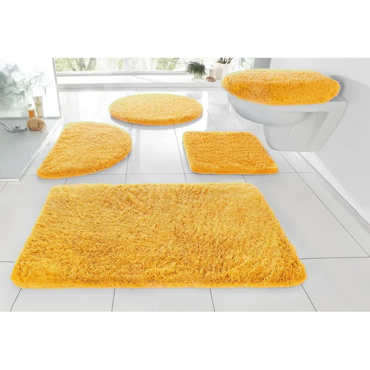 OTTO home Badematte Merida, Badvorleger, Badezimmer Teppich, Höhe 32 mm, rutschhemmend beschichtet, fußbodenheizungsgeeignet, schnell trocknend, strapazierfähig, Kunstfaser, 2-tlg. Stand-WC Set, Badteppich, Uni Farben, rechteckig, rund & als 2-tlg. Set...