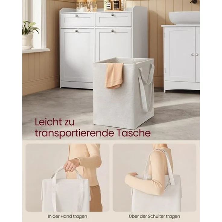 Vasagle Badschrank mit Wäschekörbe, Holzwerkstoff weiß, 40 x 78,9 x 80,2 cm – Bild 3