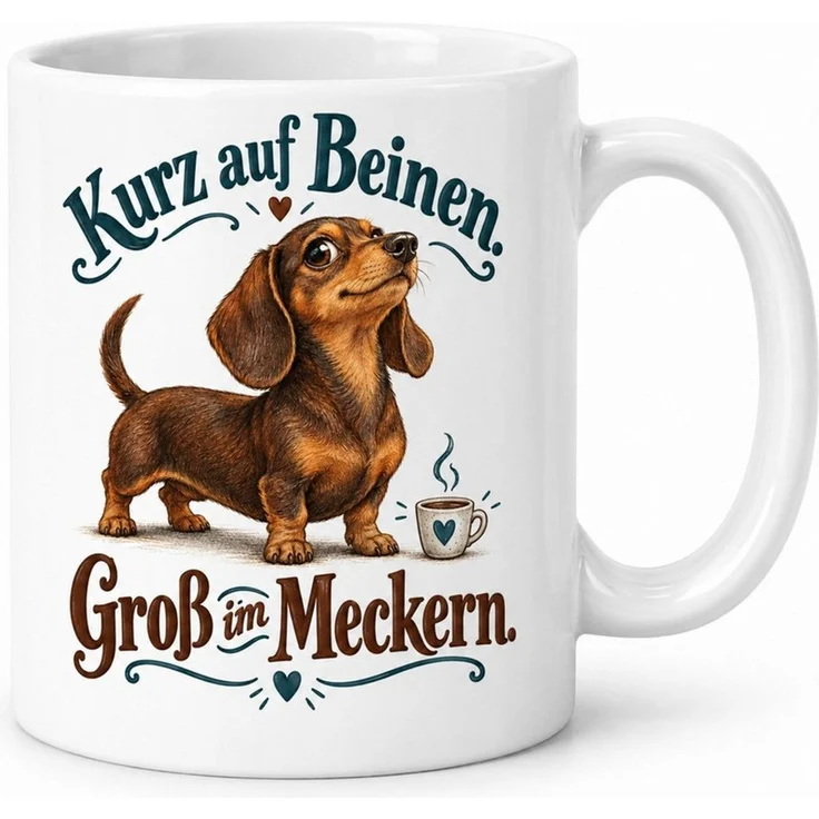 WS-Trend Tasse Dackel Kaffeetasse mit Spruch Keramik 330 ml Geschenkidee fuer Freunde, Keramik – Bild 1
