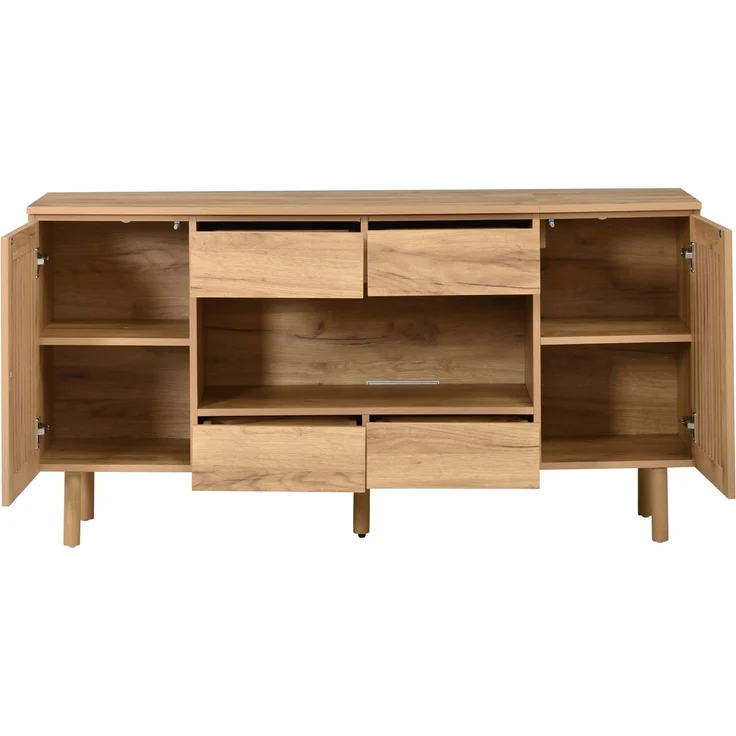 ZUBALIYA Sideboard 140x35x71 cm, mit 4 Schubladen, aus MDF, Natur – Bild 10