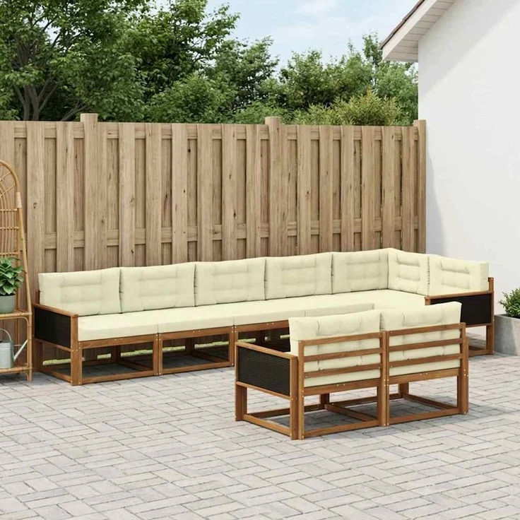 vidaXL Outdoor-Sofagarnitur 8 stk. 8-Sitzer Natur und Creme 3382653 – Bild 1