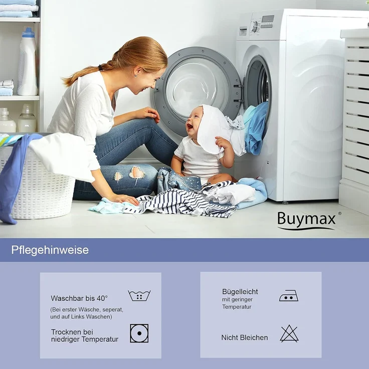Buymax Bettwäsche Wende-Bettwäsche, Pablo, Renforce: 100% Baumwolle, 3 teilig, 200x220 cm, Bettbezug-Set, mit Reißverschluss, Blumen, Karo, Weiß Blau – Bild 5