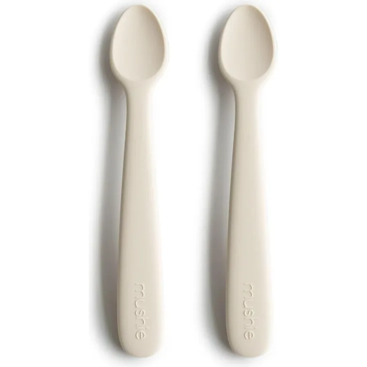 Mushie Kinderbesteck Babylöffel Ivory (2-tlg), 2 Personen, Silikon, 2er Set Silikon BPA-frei Spülmaschinenfest