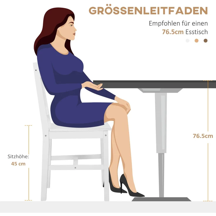 4er-Set Esszimmerstühle Küchenstühle Stühle, Massivholz, 41 cm x 46,5 cm x 85,5 cm, Weiß--Weiß--85.5x41x46.5cm--YOUDENOVA – Bild 9