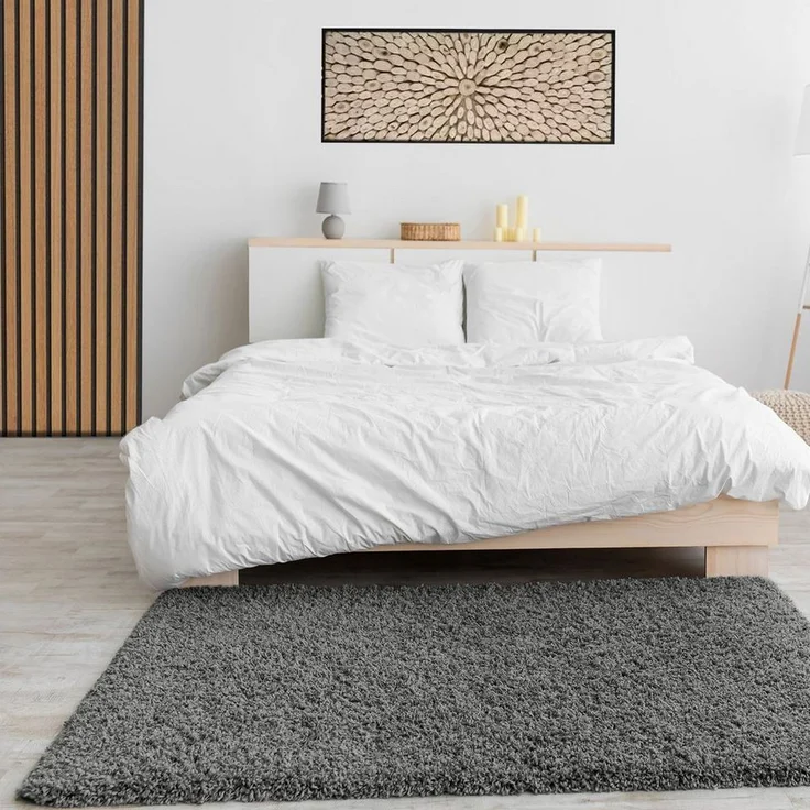 VIMODA Prime Shaggy Teppich Farbe Anthrazit Hochflor Langflor Teppiche Modern, Maße:Ø 120 cm Rund – Bild 2